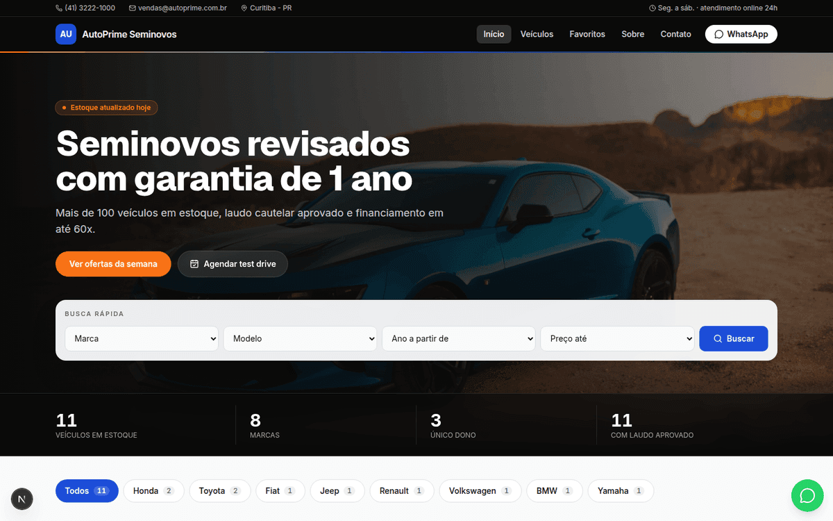 Tela do sistema: o site da loja, sempre atualizado